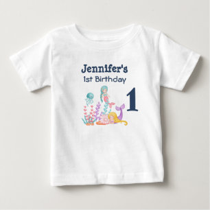 Camiseta De Bebé Sirenas y Medusas 1er Cumpleaños
