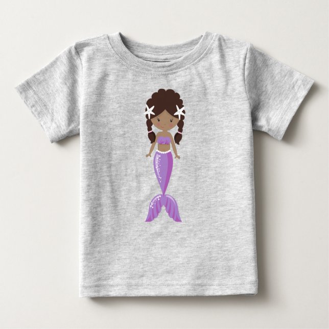 Camiseta De Bebé Sirenita afroamericana, sirena guapa, cola (Anverso)
