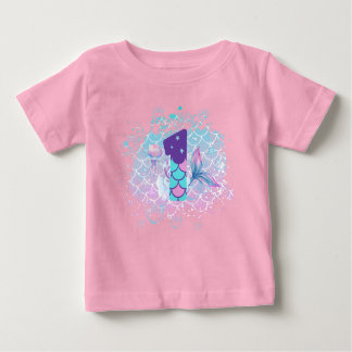 Camiseta De Bebé Sirenita con Número 1, Primer Cumpleaños Infantil