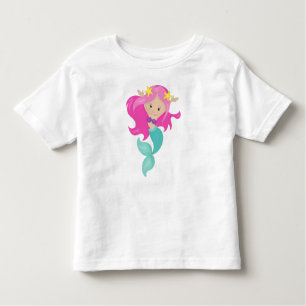 Camiseta De Bebé Sirenita, Sirenita, Starfish, Pelo Rosa