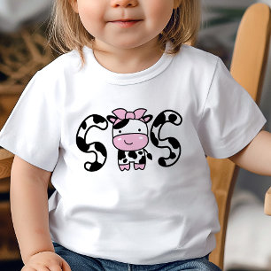 Camiseta De Bebé Sis Sister Chica Cow T-Shirt Kid Cumpleaños Camise