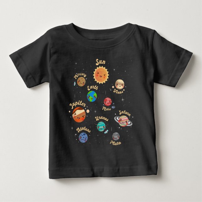 Camiseta De Bebé Sistema solar planea conocimiento infantil espacio (Anverso)