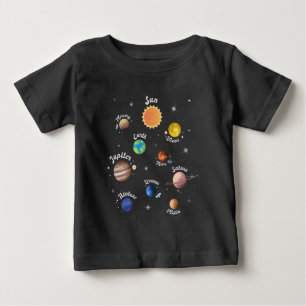 Camiseta De Bebé Sistema Solar Planetas Niños Conocimiento Espacio