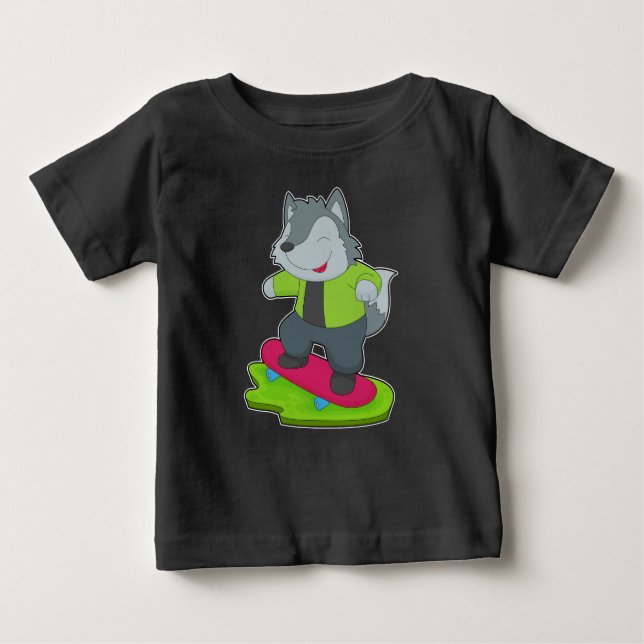 Camiseta De Bebé Skateboard Wolf (Anverso)