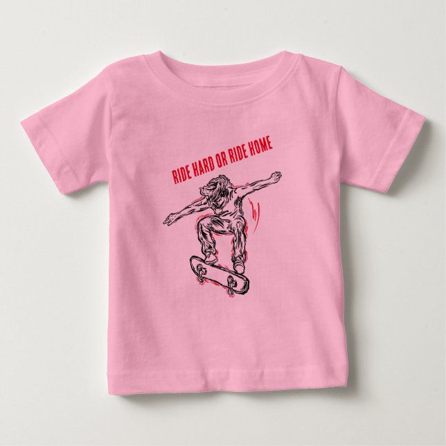 Camiseta De Bebé Skater Volador Haciendo Patinaje De Mediano Aire (Anverso)
