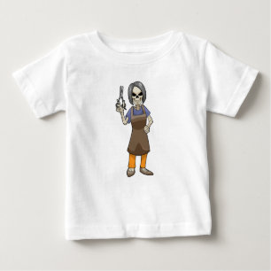 Camiseta De Bebé Skeleton como peluquero con tijeras