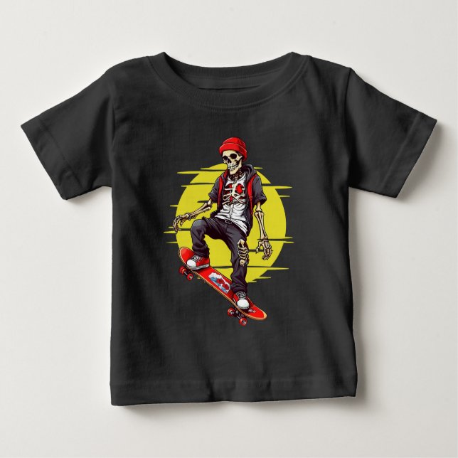 Camiseta De Bebé Skeleton Skateboard (Anverso)