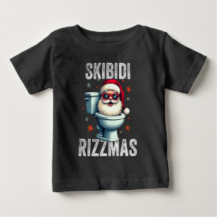 Camiseta De Bebé Skibidi Rizzmas Santa Divertido Navidad Blanca