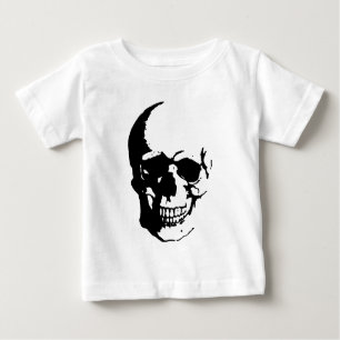 Camiseta De Bebé Skull - Arte Metalizado negro y blanco