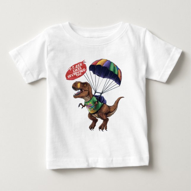 Camiseta De Bebé Skydiving T-Rex (Anverso)
