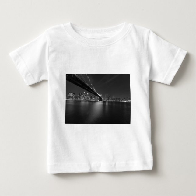 Camiseta De Bebé Skyline Black White New York (Anverso)
