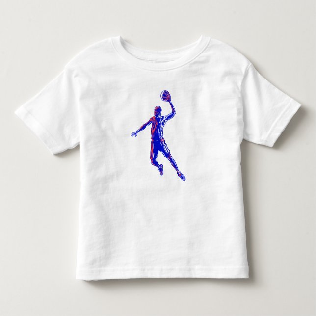 Camiseta De Bebé Slam Dunk, jugador de baloncesto, diseño rojo y az (Anverso)