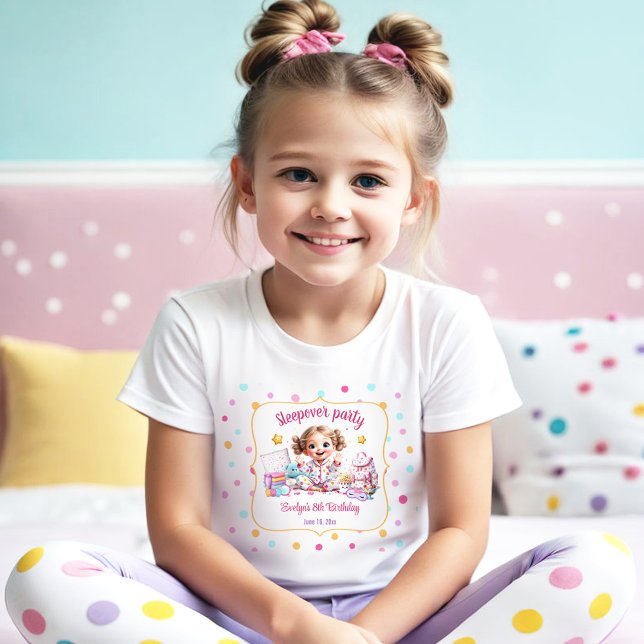 Camiseta De Bebé Sleepover Fiesta  Cute Chica Cumpleaños (Sleepover Slumber Party Cute Girl Birthday Toddler T-shirt)