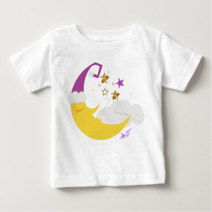 Camiseta De Bebé Sleepy Moon Purple Gorra y Gold Stars