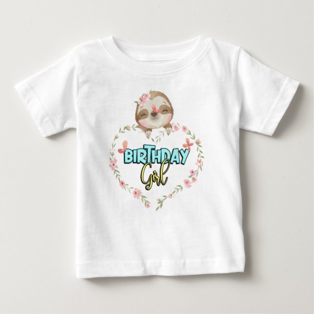 Camiseta De Bebé Sloth Chica de cumpleaños regalos de los amantes d (Anverso)