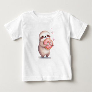 Camiseta De Bebé Sloth Loves Donut