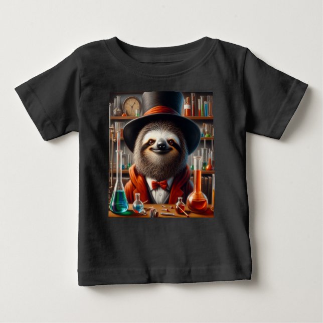 Camiseta De Bebé Sloth Mad Scientist (Anverso)