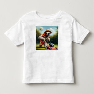 Camiseta De Bebé Sloth Mowing Lawn