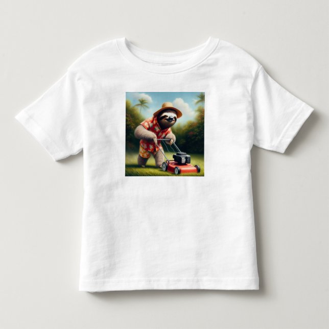 Camiseta De Bebé Sloth Mowing Lawn (Anverso)