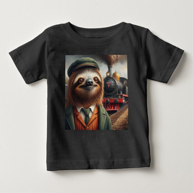 Camiseta De Bebé Sloth Train Engineer (Anverso)