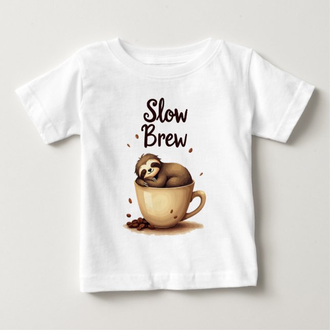 Camiseta De Bebé Slow Brew Coffee Sloth (Anverso)