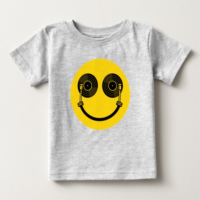 Camiseta De Bebé Smile Face Disc Jockey DJ (Anverso)