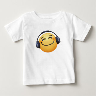 Camiseta De Bebé Smiley Emoji con auriculares en blanco