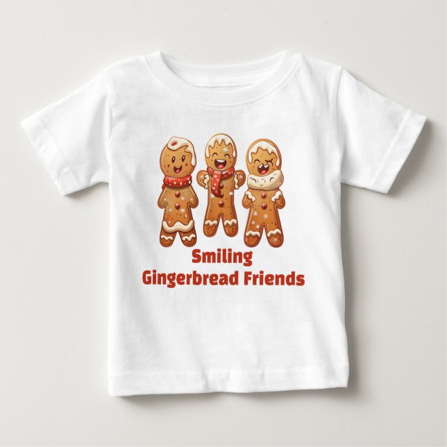 Camiseta De Bebé Smiling Gingerbread Friends (Anverso)