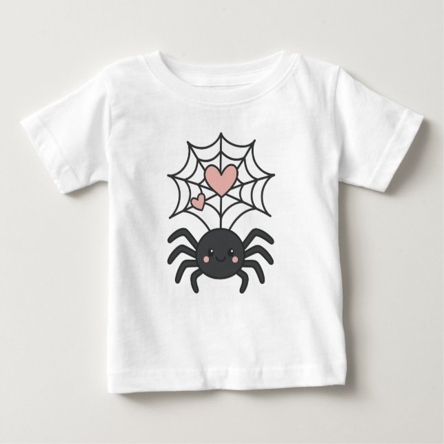 Camiseta De Bebé Smiling Spider Weaving a Heart Web Cute Halloween (Anverso)
