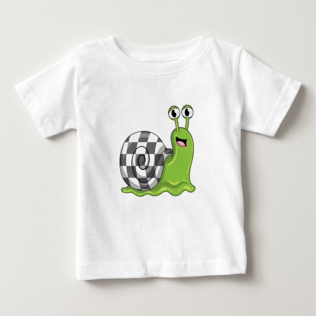 Camiseta De Bebé Snail en ajedrez con tablero de ajedrez (Anverso)