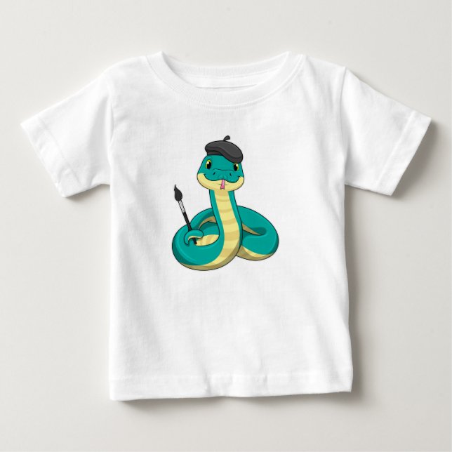 Camiseta De Bebé Snake as Painter con pincel de pintura (Anverso)