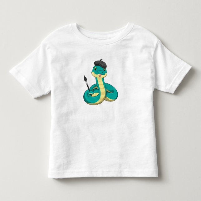 Camiseta De Bebé Snake as Painter con pincel de pintura (Anverso)