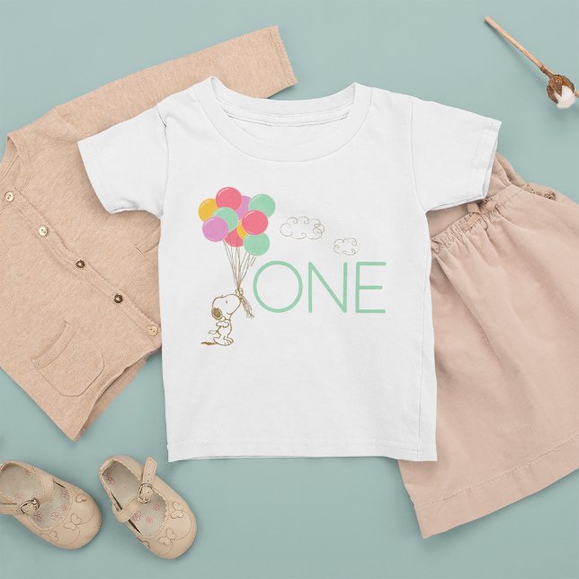 Camiseta De Bebé Snoopy and Balloons Primer cumpleaños (Subido por el creador)