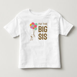 Camiseta De Bebé Snoopy y globos   Soy la hermana mayor