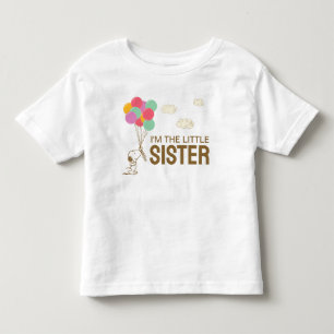 Camiseta De Bebé Snoopy y globos   Soy la hermanita