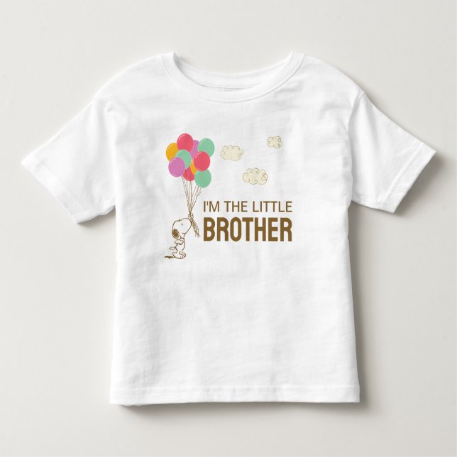 Camiseta De Bebé Snoopy y los globos | Soy El Hermano Pequeño (Anverso)