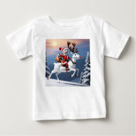 Camiseta De Bebé Snowman montando Navidades de reno