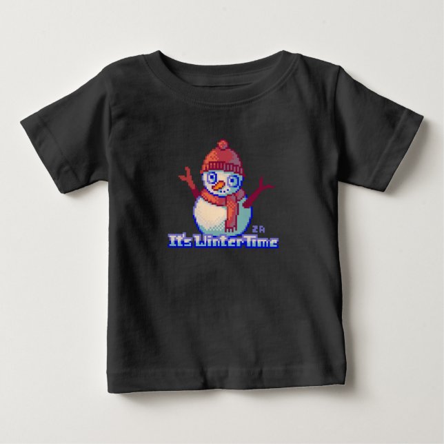 Camiseta De Bebé Snowman Pixel Art (Anverso)