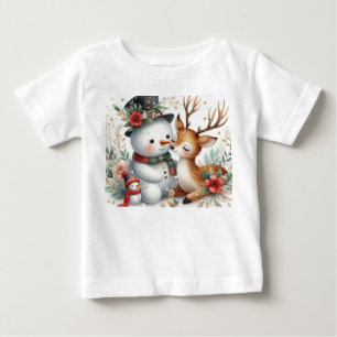 Camiseta De Bebé Snowman Y Los Amigos De Los Renos