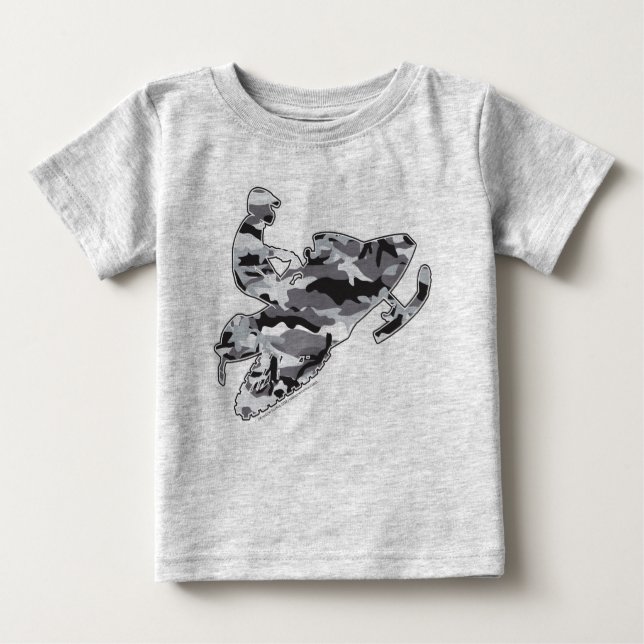 Camiseta De Bebé Snowmobiler en camuflaje gris (Anverso)