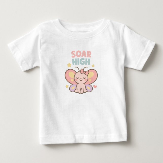 Camiseta De Bebé Soar High – Pastel Butterfly Joy (Anverso)