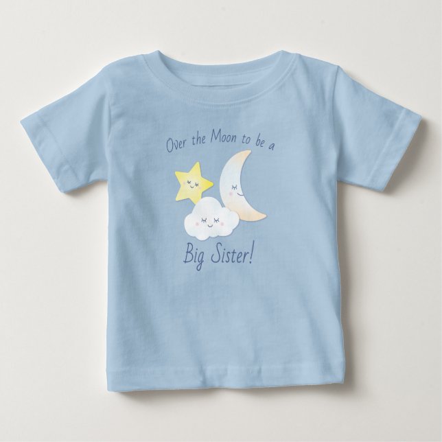 Camiseta De Bebé Sobre la luna y las estrellas (Anverso)