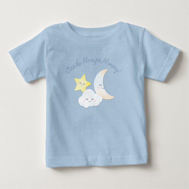 Camiseta De Bebé Sobre la Luna y las Estrellas Baby Shower (Anverso)