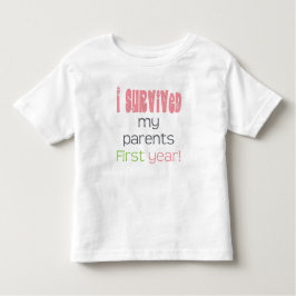 Camiseta De Bebé Sobreviví a mis padres en rosa en el primer año