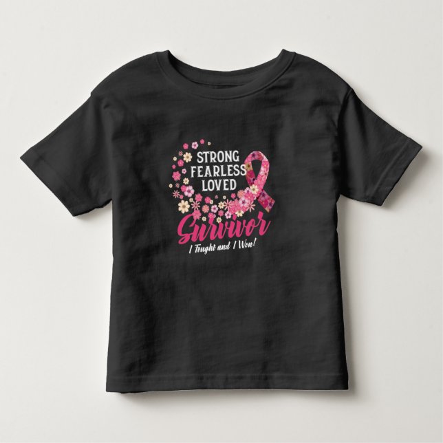 Camiseta De Bebé Sobreviviente del cáncer de mama Fuerte Flor Amada (Anverso)