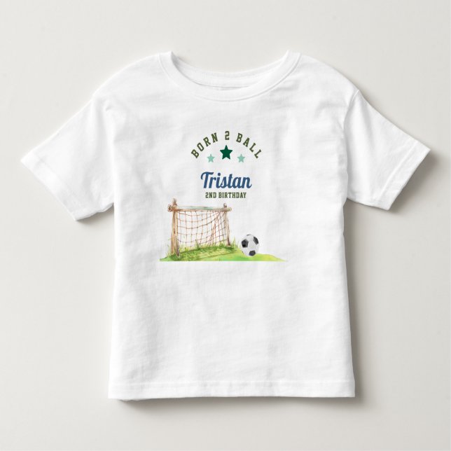 Camiseta De Bebé Soccer “Born Two Ball” Second Birthday (Anverso)
