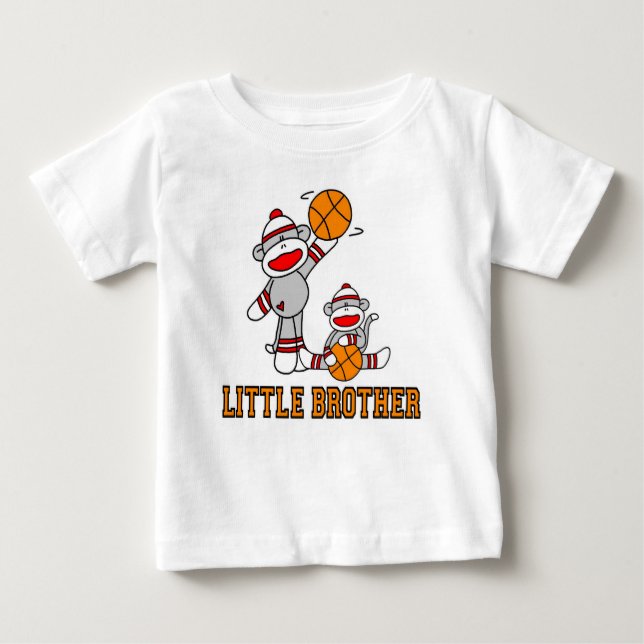 Camiseta De Bebé Sock Monkeys Baloncesto Pequeño Hermano (Anverso)