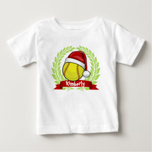 Camiseta De Bebé Sofball En Un Estilo Navidad De Santa Hat