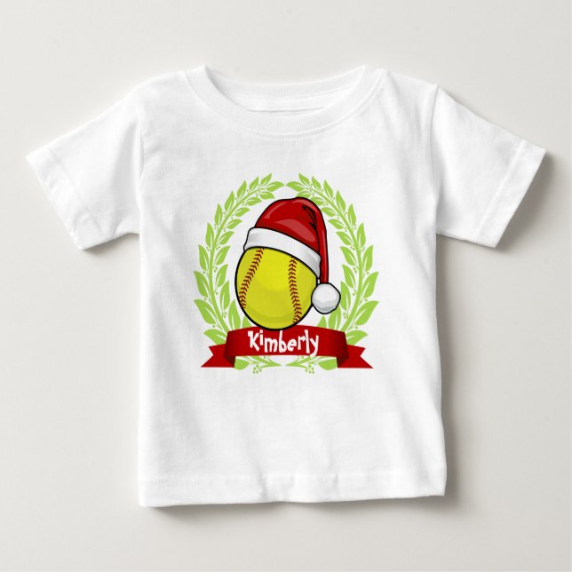 Camiseta De Bebé Sofball En Un Estilo Navidad De Santa Hat (Anverso)