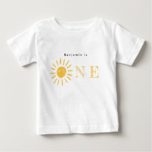 Camiseta De Bebé sol 1 cumpleaños color agua sol